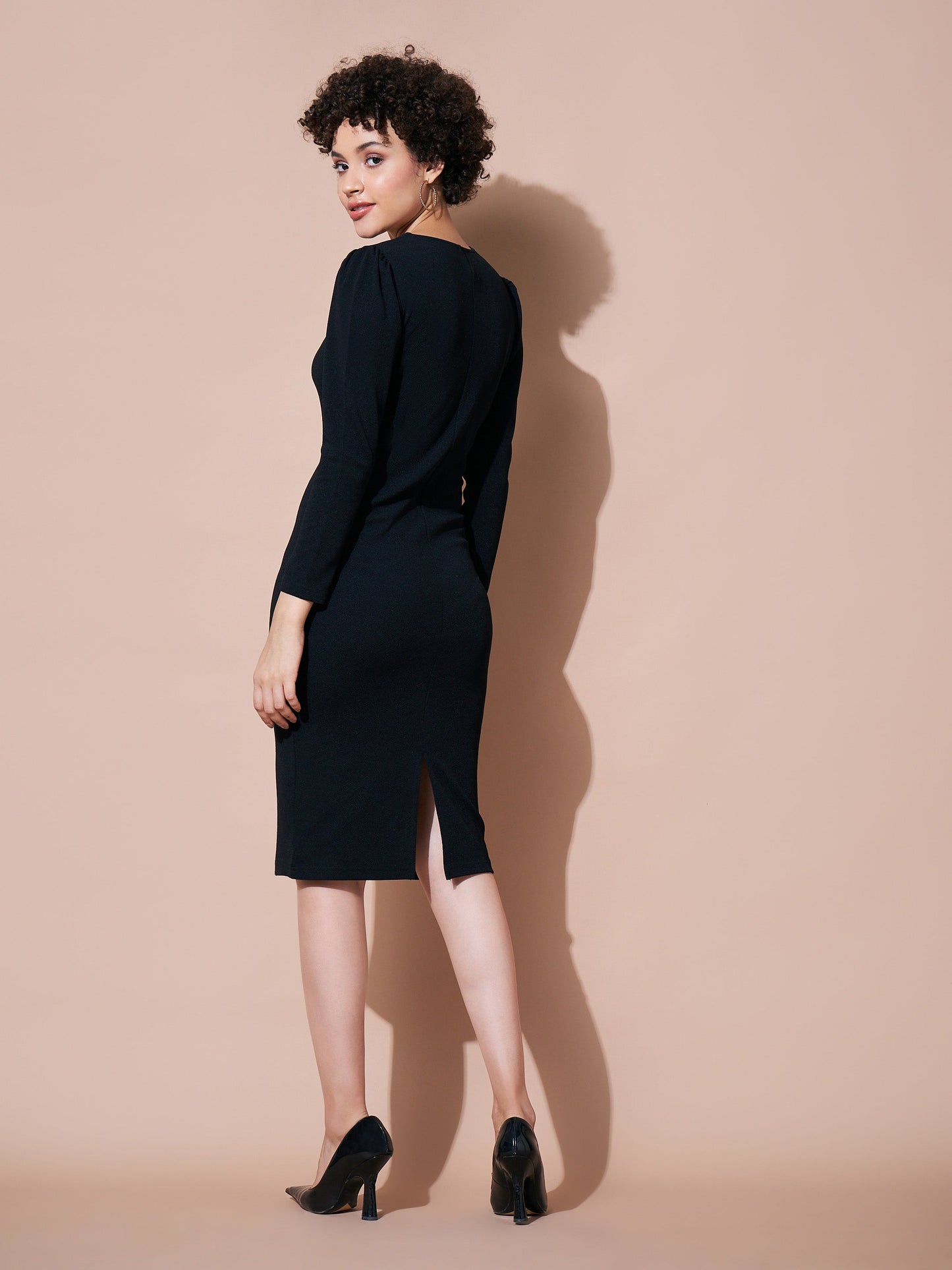 Black Square Neck Bodycon Dress