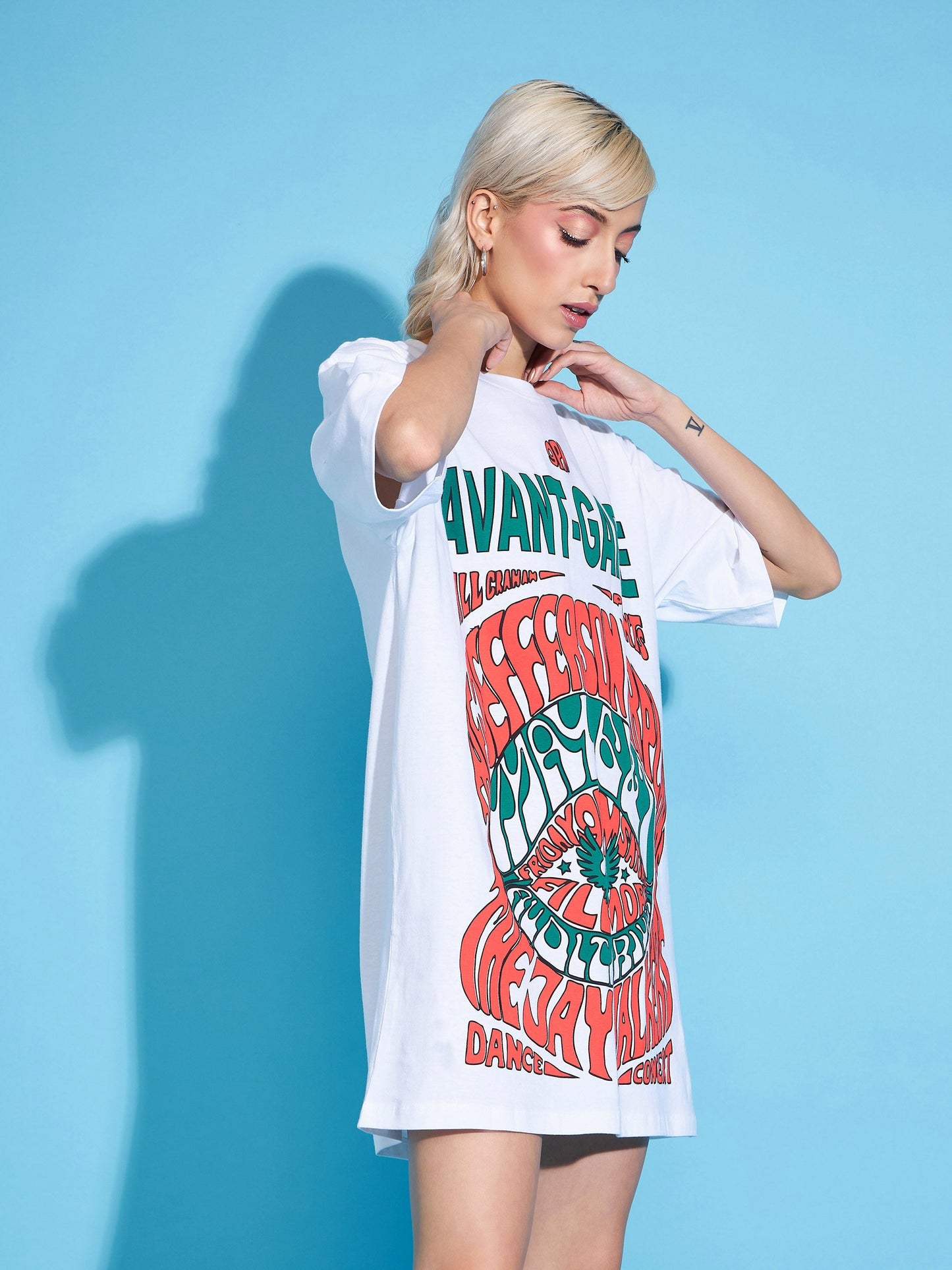 White AVANT-GARDE Oversized T-Shirt Dress