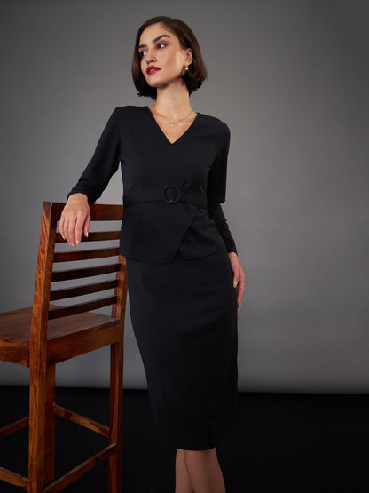 Black Peplum Bodycon Dress