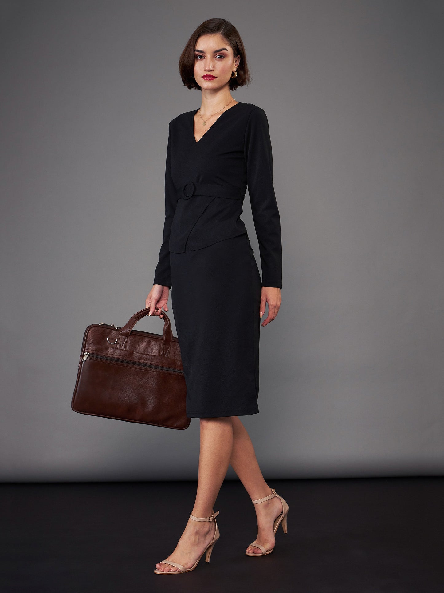Black Peplum Bodycon Dress