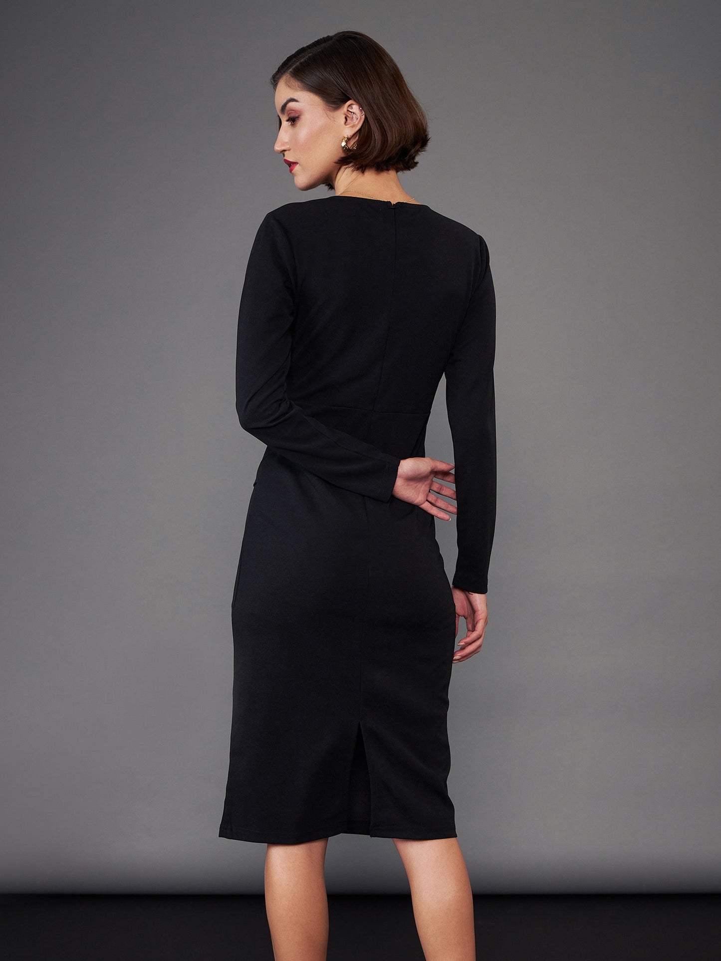 Black Peplum Bodycon Dress