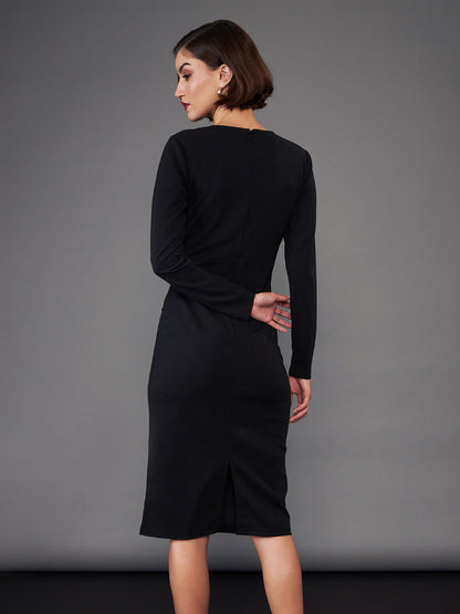 Black Peplum Bodycon Dress