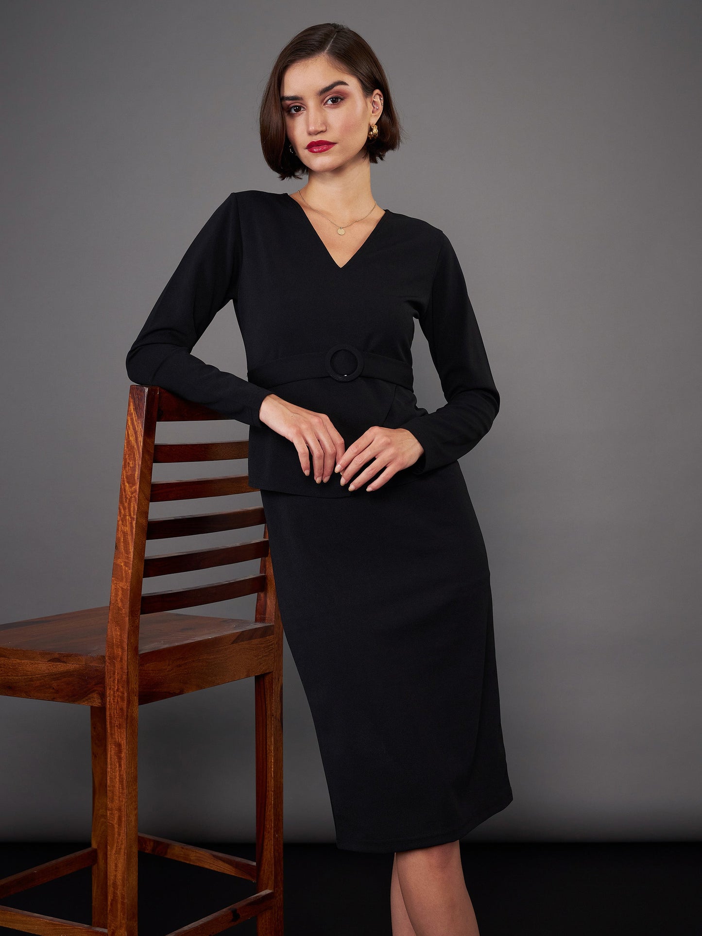 Black Peplum Bodycon Dress