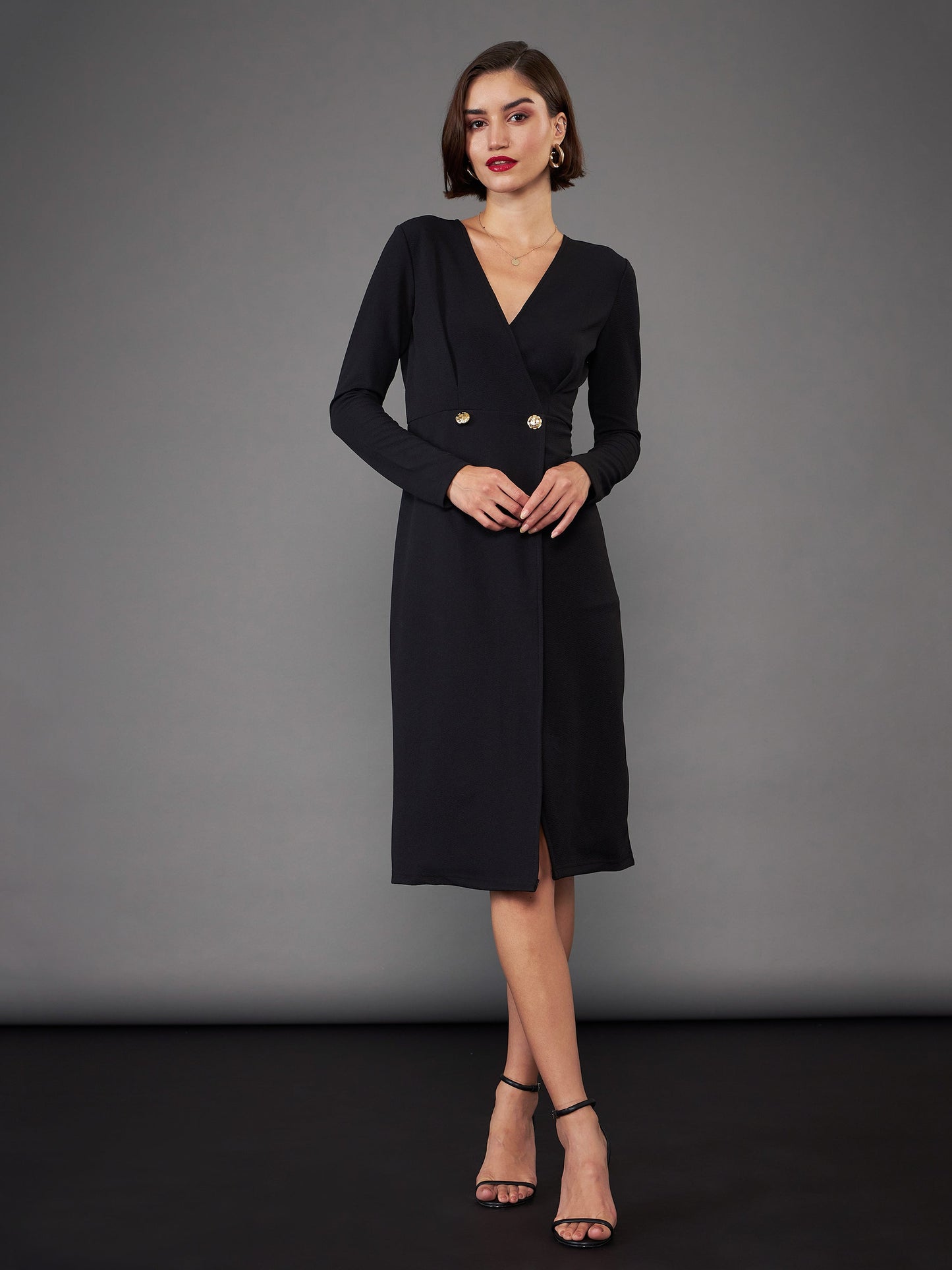 Black Blazer Midi Dress