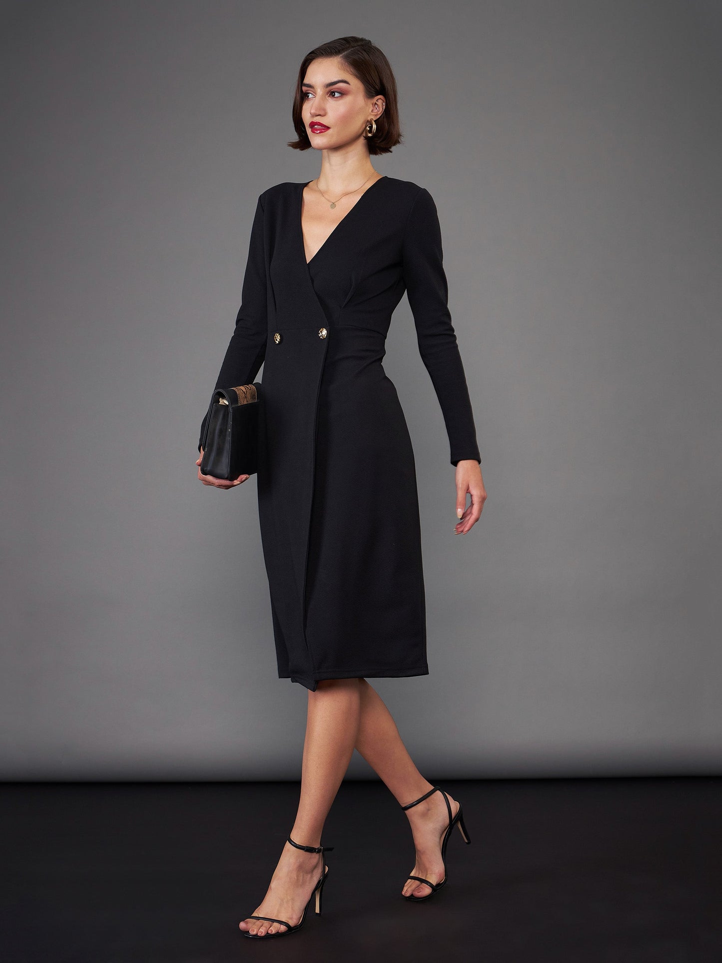 Black Blazer Midi Dress