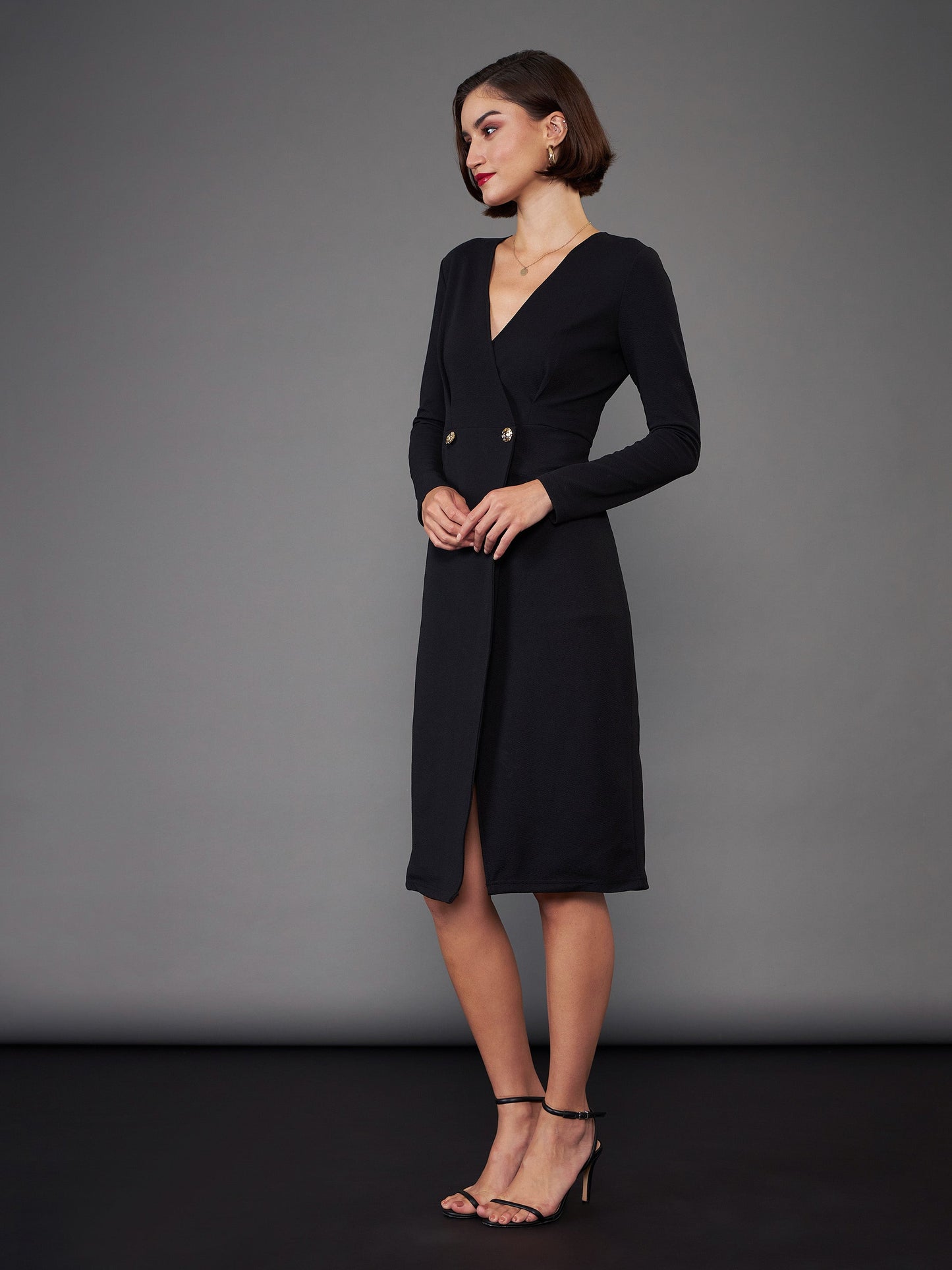 Black Blazer Midi Dress