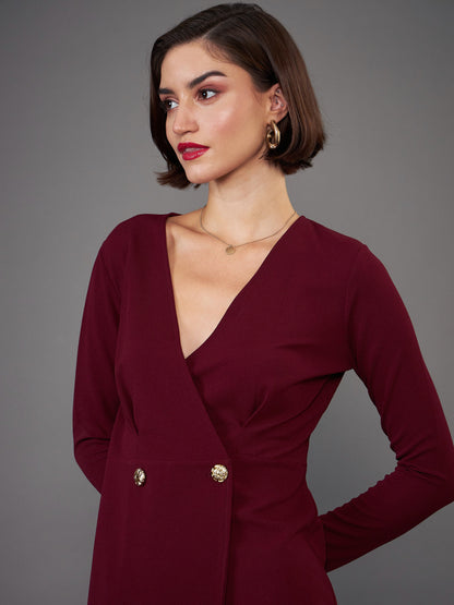 Burgundy Blazer Midi Dress