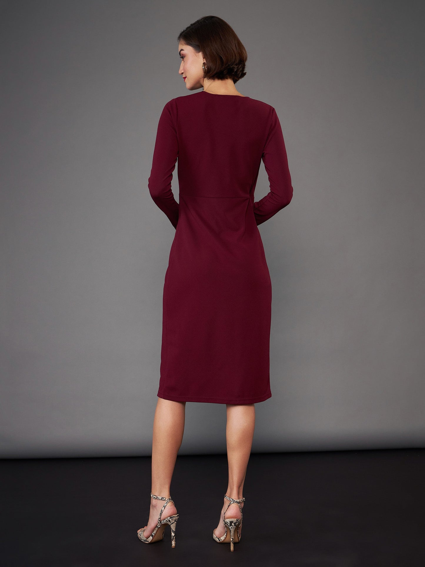 Burgundy Blazer Midi Dress