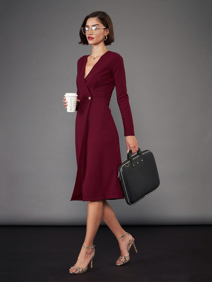 Burgundy Blazer Midi Dress
