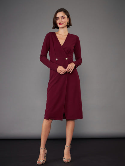 Burgundy Blazer Midi Dress
