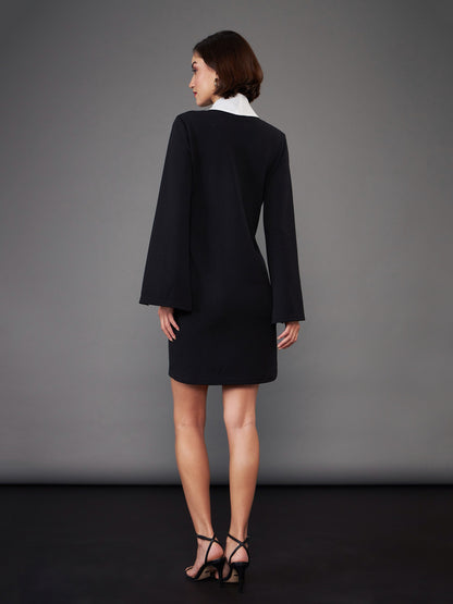 Black Cape Sleeves Blazer Dress