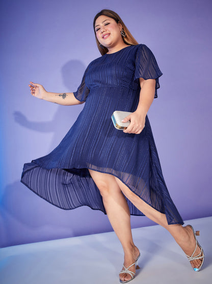 Navy Lurex High Low Dress
