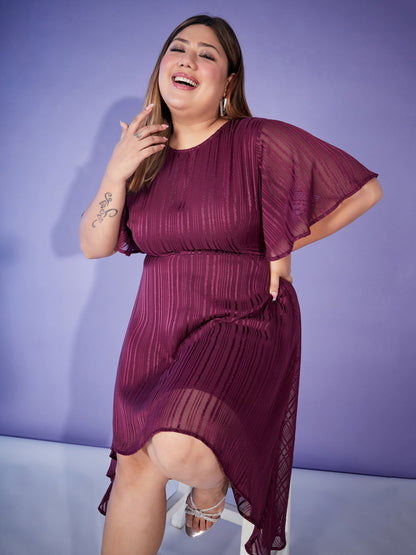 Maroon Lurex High Low Dress