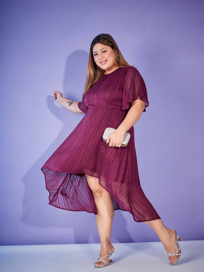 Maroon Lurex High Low Dress