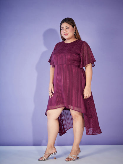 Maroon Lurex High Low Dress