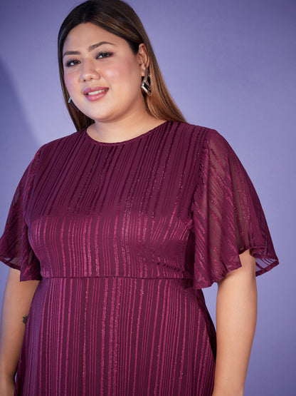 Maroon Lurex High Low Dress