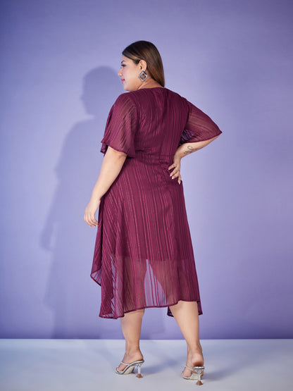 Maroon Lurex High Low Dress