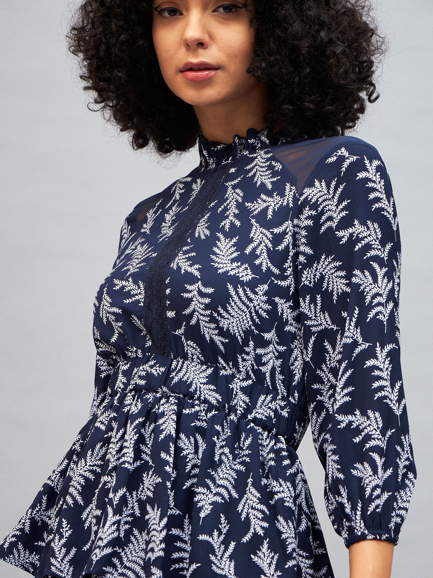 Blue Floral Tiered Midi Dress