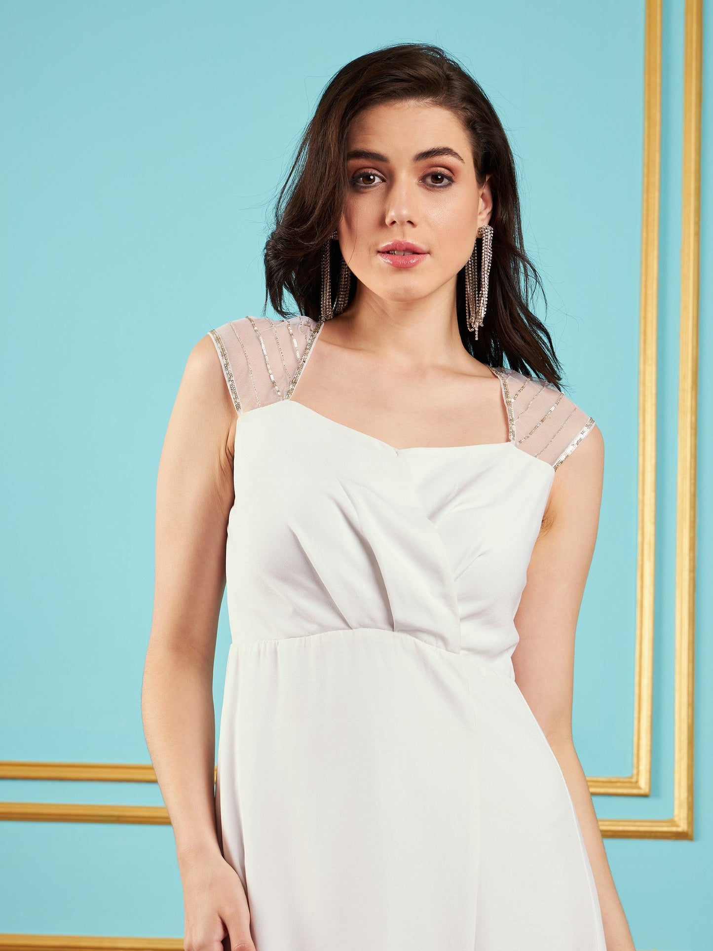 White Embellished Back Cut-Out Maxi Dress