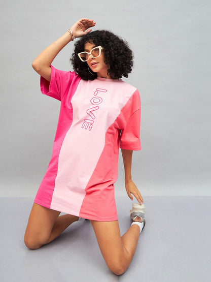 Pink LOVE ColorBlock T-Shirt Dress