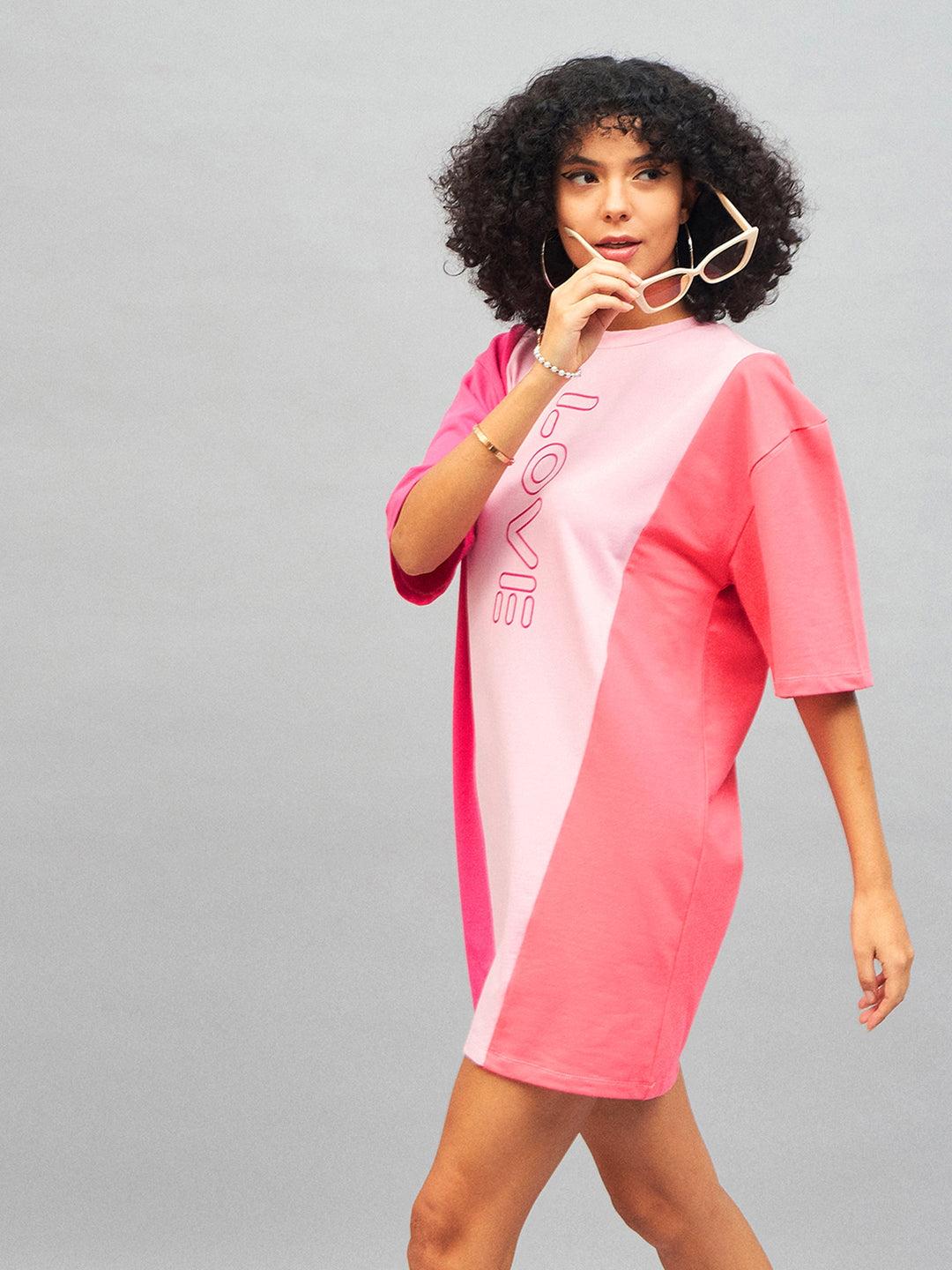 Pink LOVE ColorBlock T-Shirt Dress