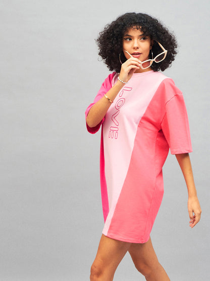 Pink LOVE ColorBlock T-Shirt Dress