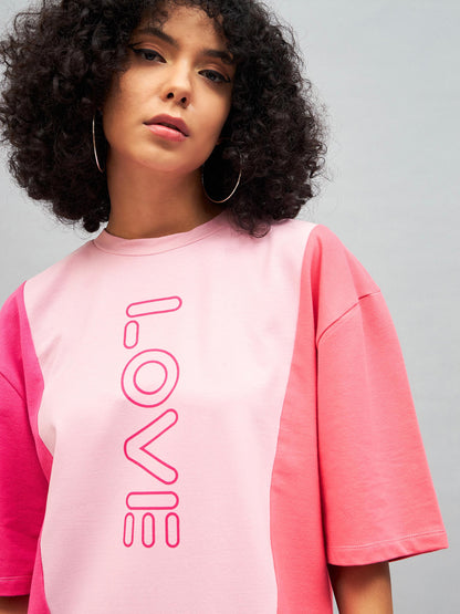 Pink LOVE ColorBlock T-Shirt Dress