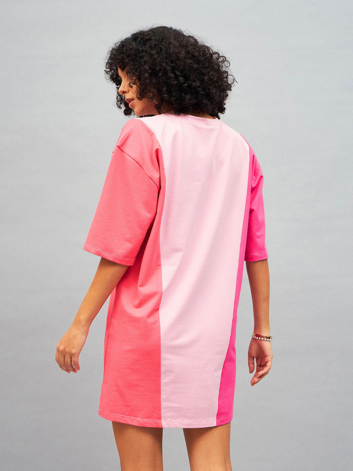 Pink LOVE ColorBlock T-Shirt Dress
