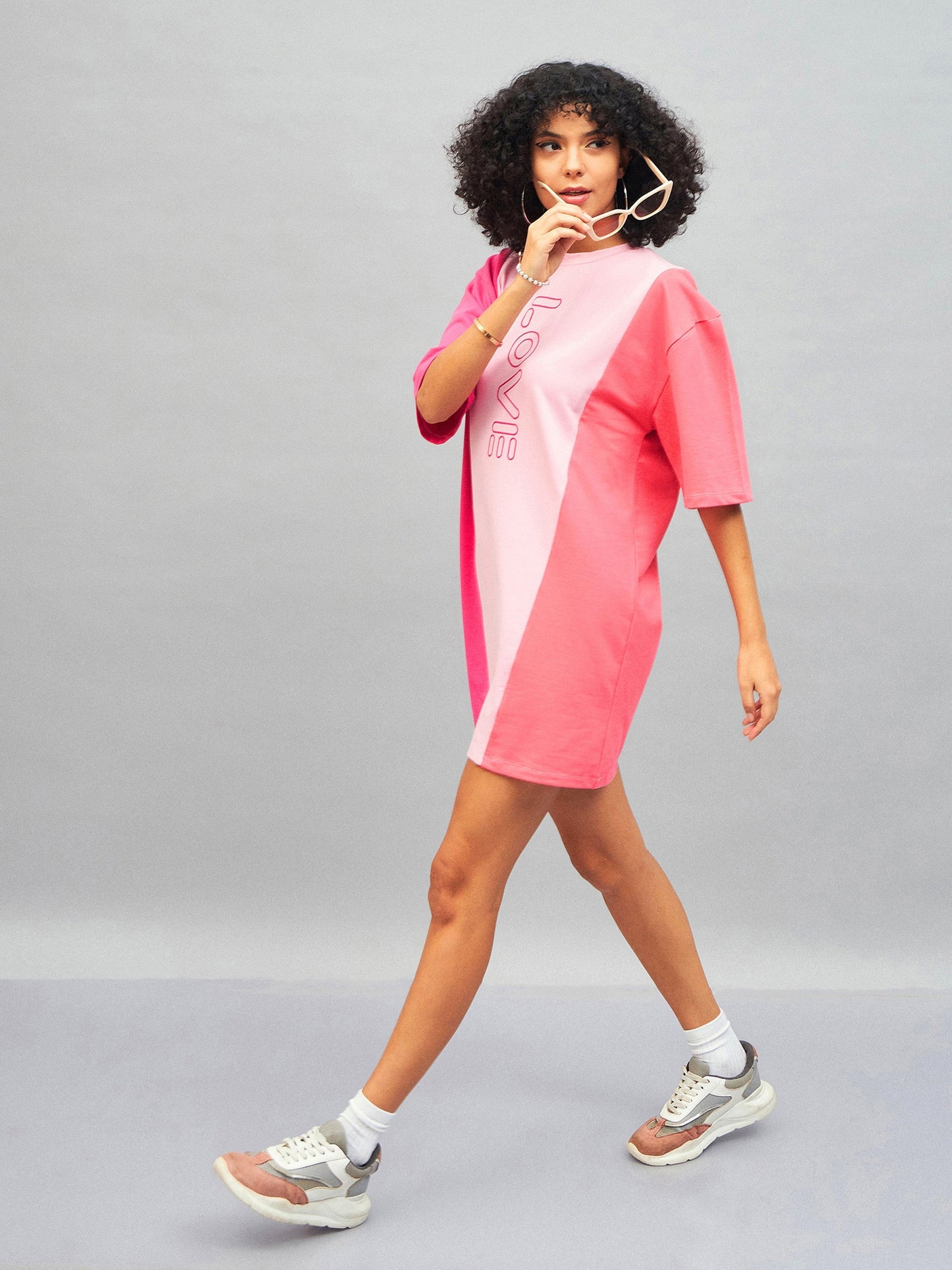 Pink LOVE ColorBlock T-Shirt Dress