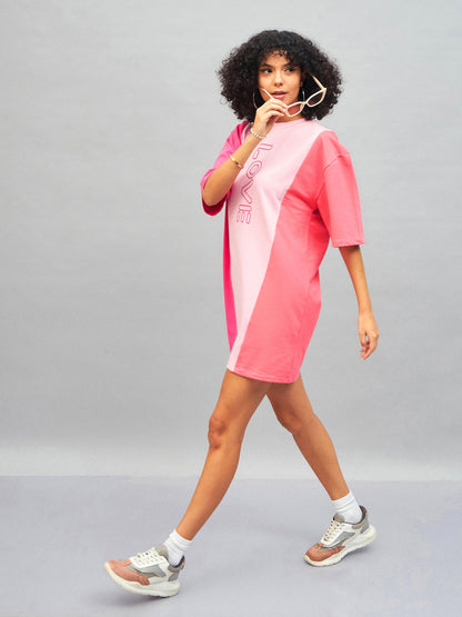 Pink LOVE ColorBlock T-Shirt Dress