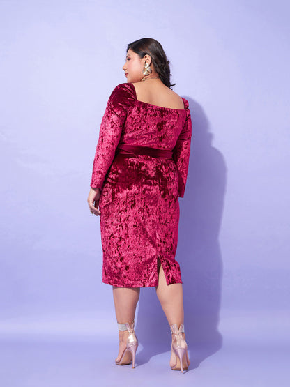 Red Velvet Sweatheart Neck A Line Dress