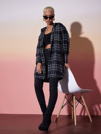 Black & White Check Lounge Shirt Dress