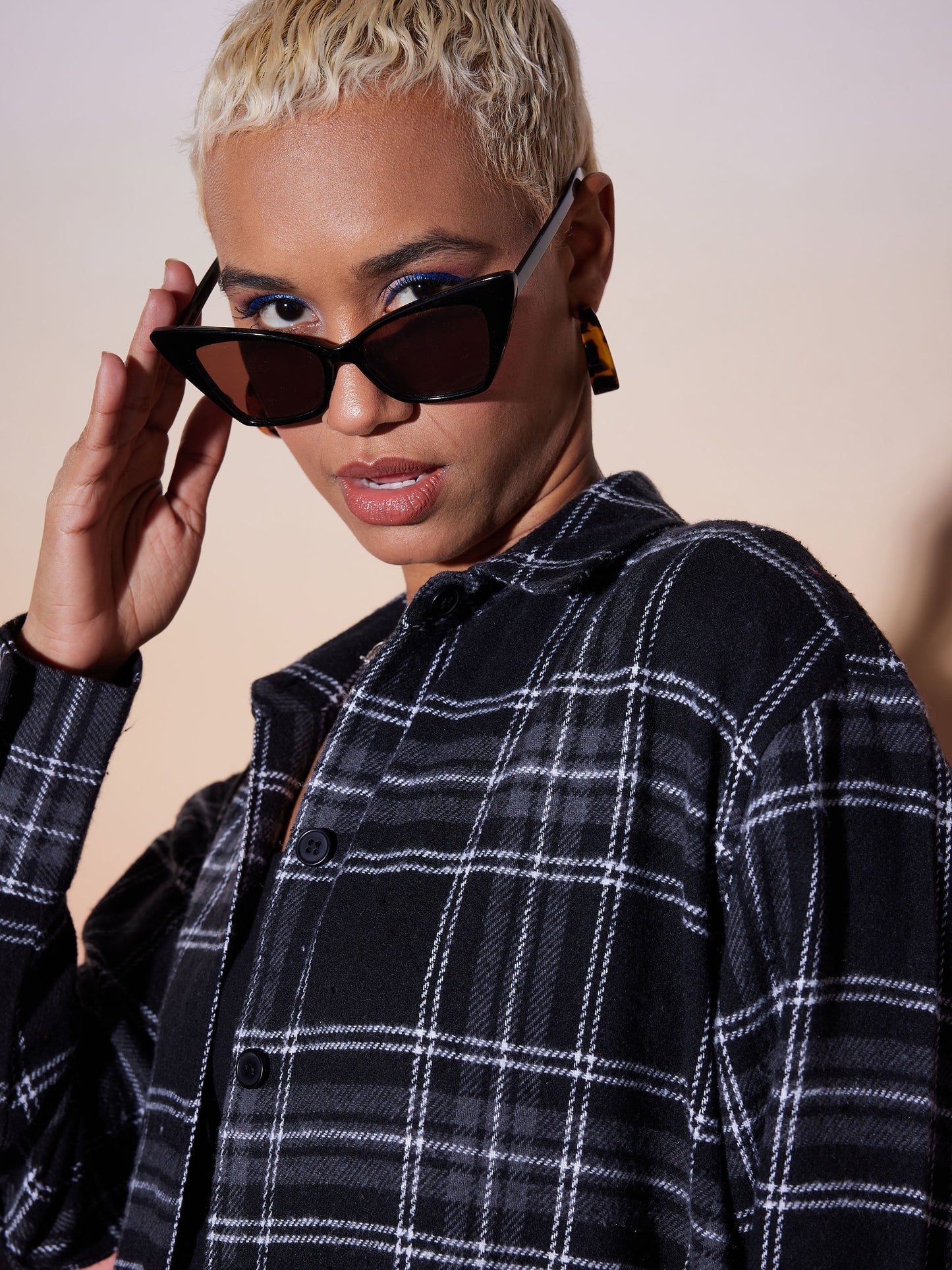 Black & White Check Lounge Shirt Dress