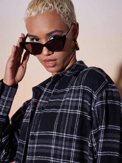 Black & White Check Lounge Shirt Dress