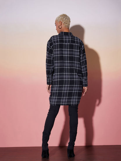 Black & White Check Lounge Shirt Dress