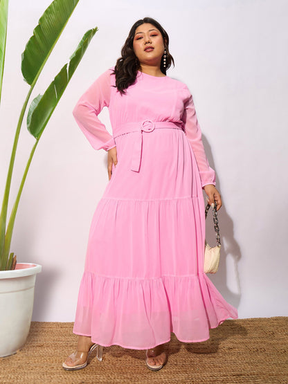 Pink Tiered Maxi Dress
