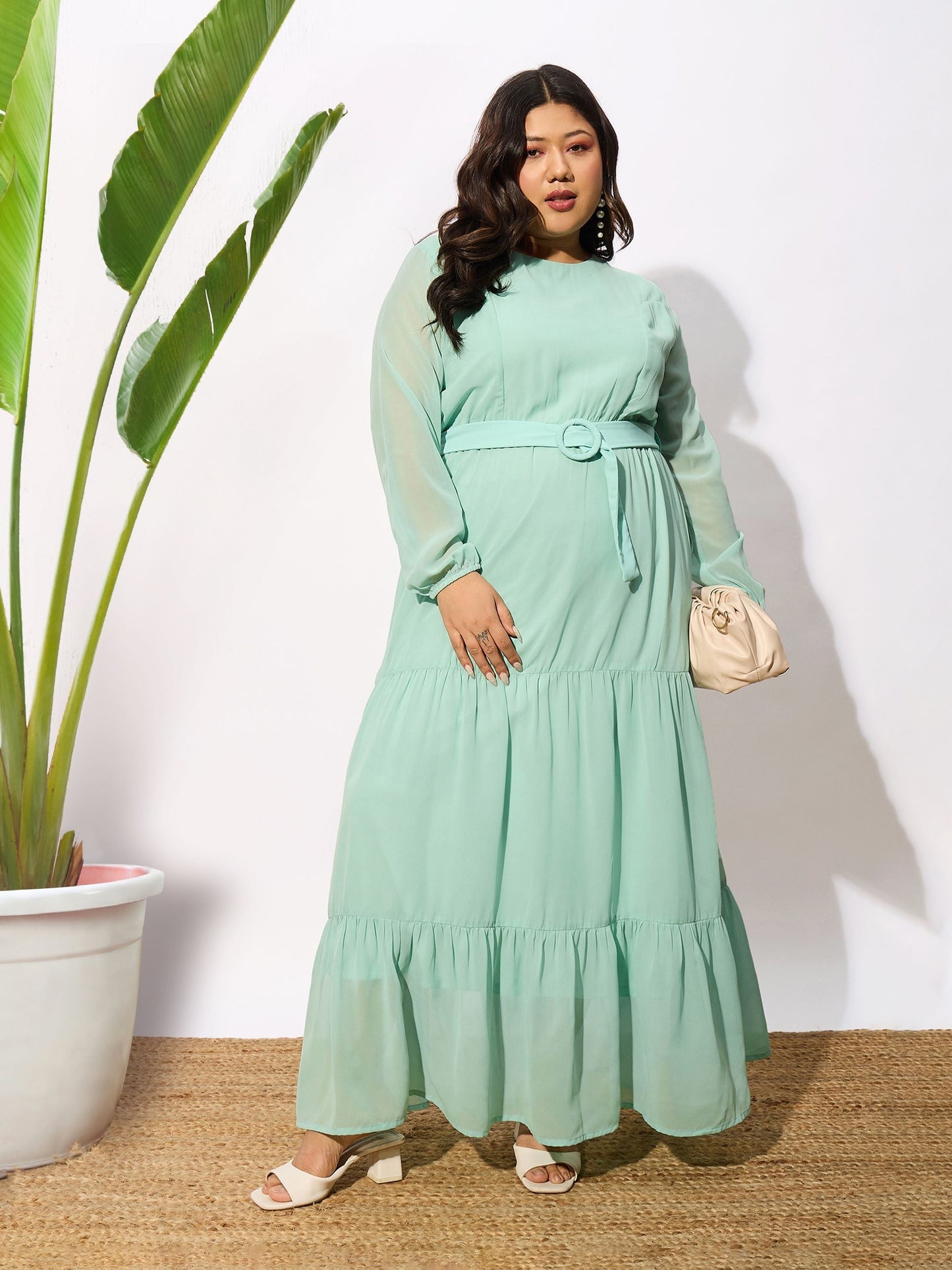 Sea Green Tiered Maxi Dress