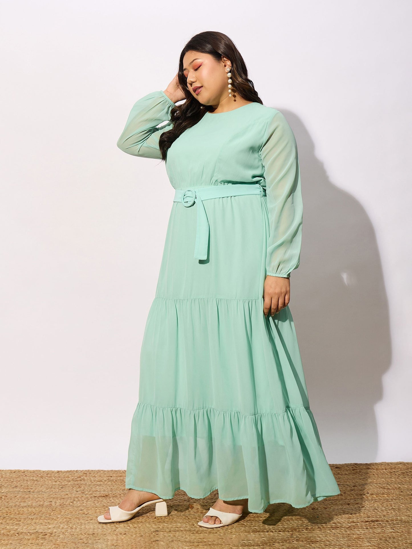 Sea Green Tiered Maxi Dress
