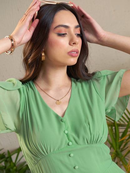 Jade Green Flared Skater Dress