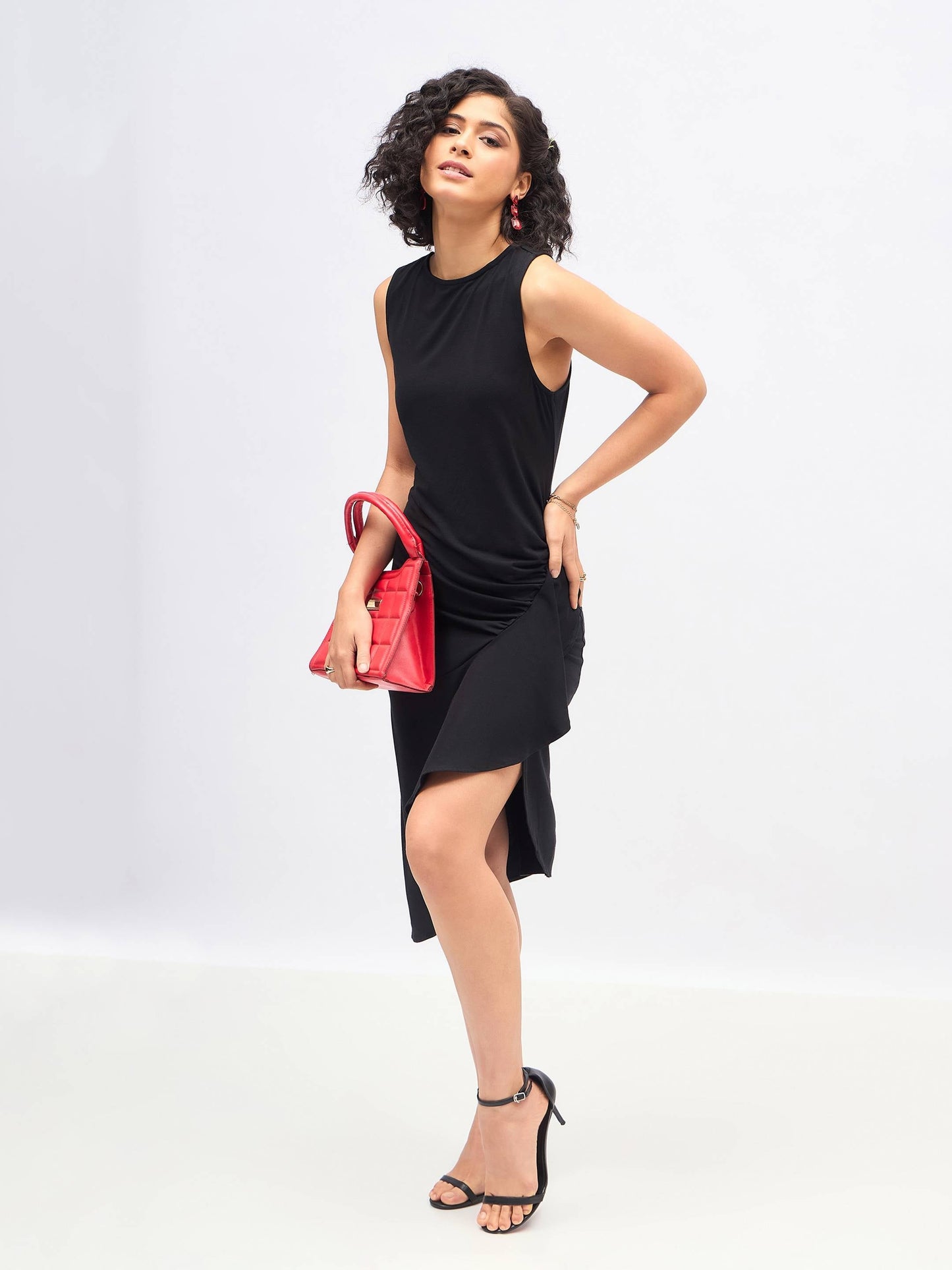 Black Box Back Cascade Ruffle Midi Dress