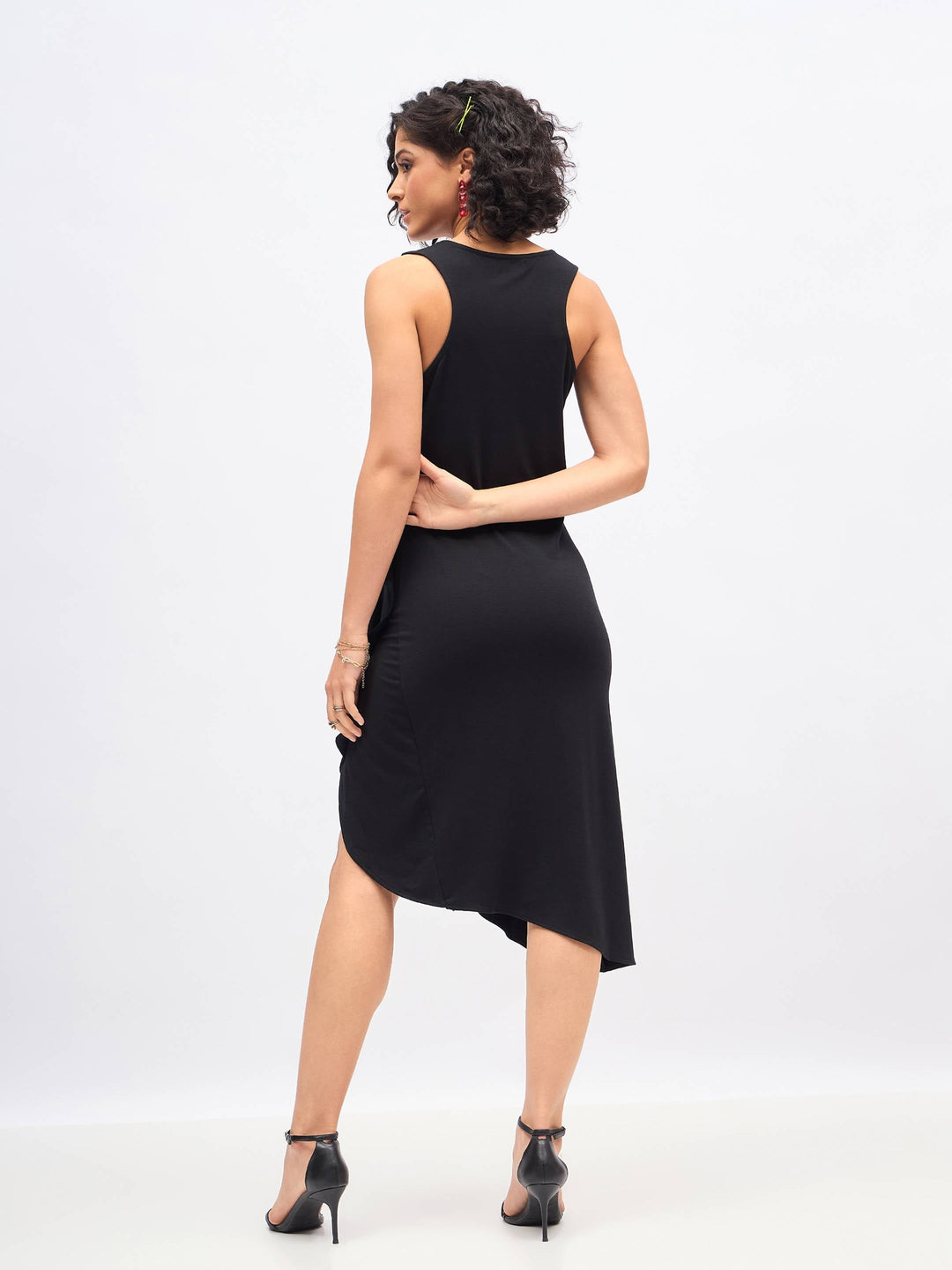 Black Box Back Cascade Ruffle Midi Dress