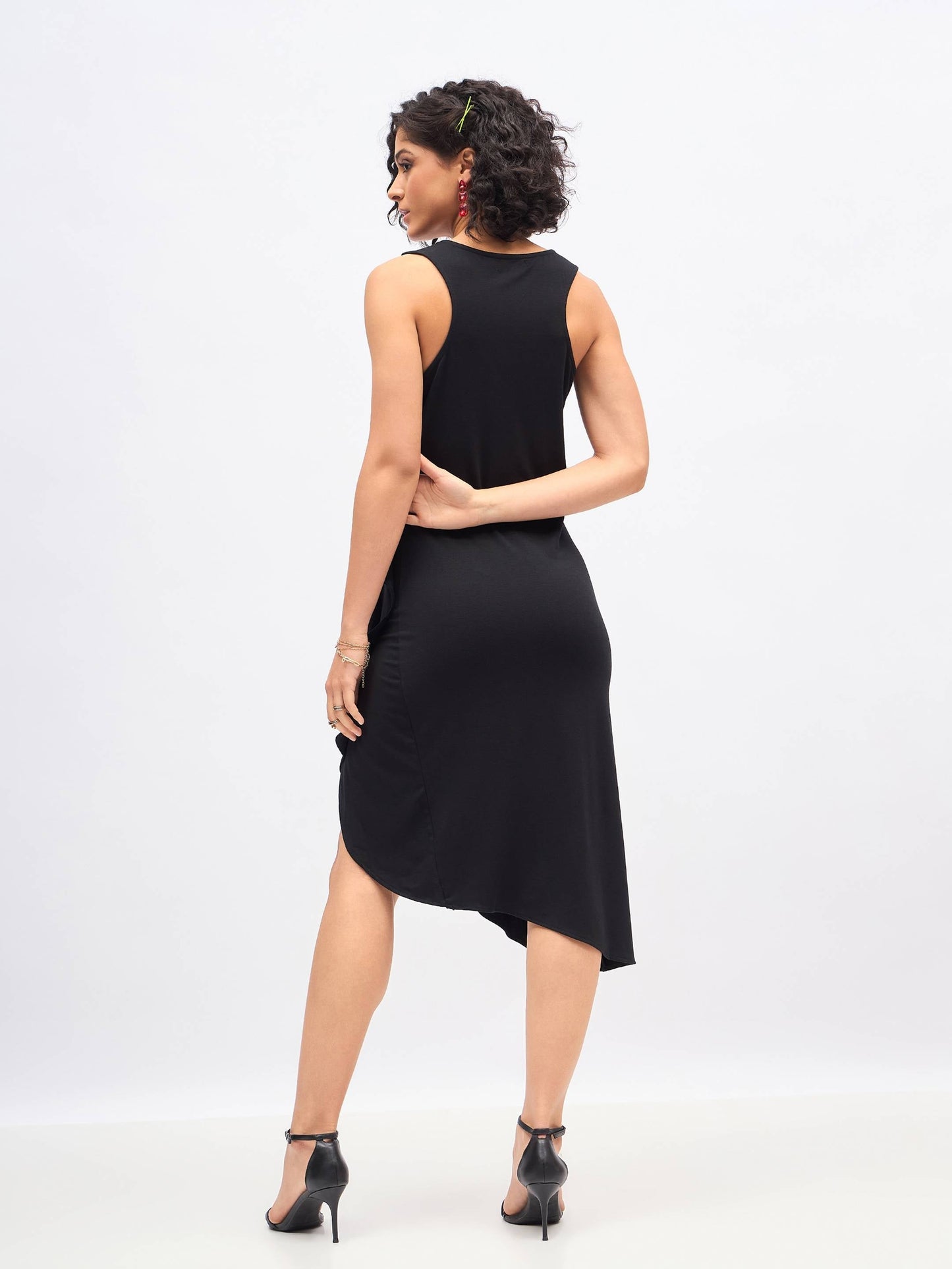 Black Box Back Cascade Ruffle Midi Dress