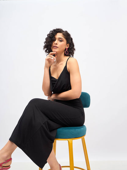 Black Cowl Neck Bodycon Maxi Dress