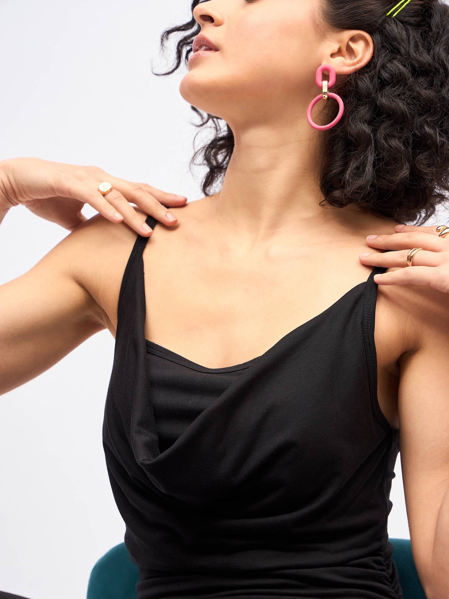 Black Cowl Neck Bodycon Maxi Dress