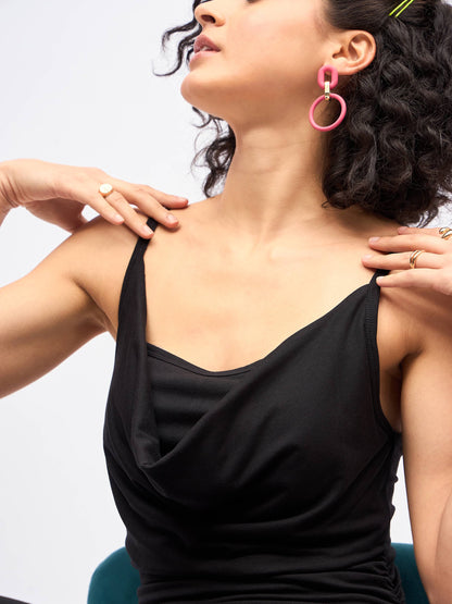 Black Cowl Neck Bodycon Maxi Dress