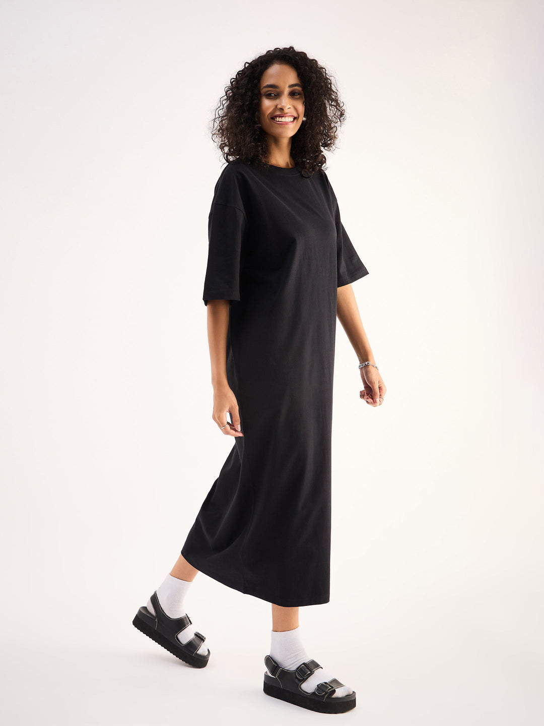 Women Black Oversized T-Shirt Dress