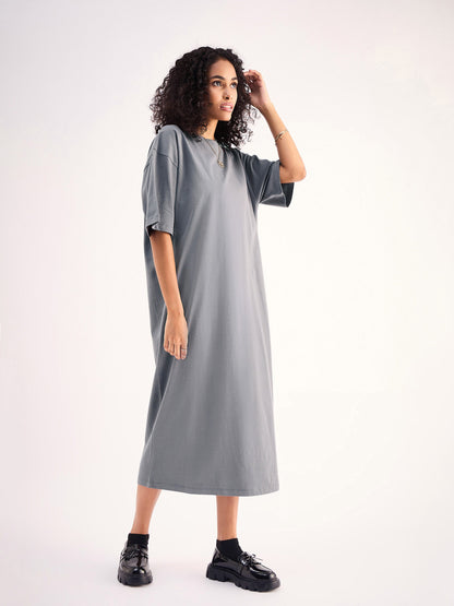 Women Grey Oversized T-Shirt Dress