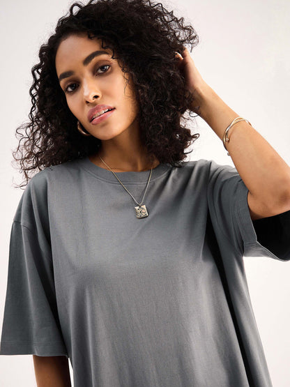Women Grey Oversized T-Shirt Dress