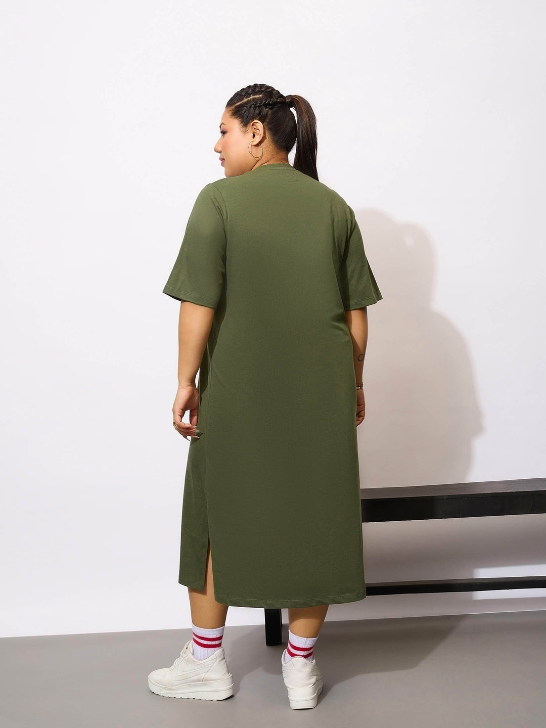 Women Olive Graphic Not Yours T Shirt Dress