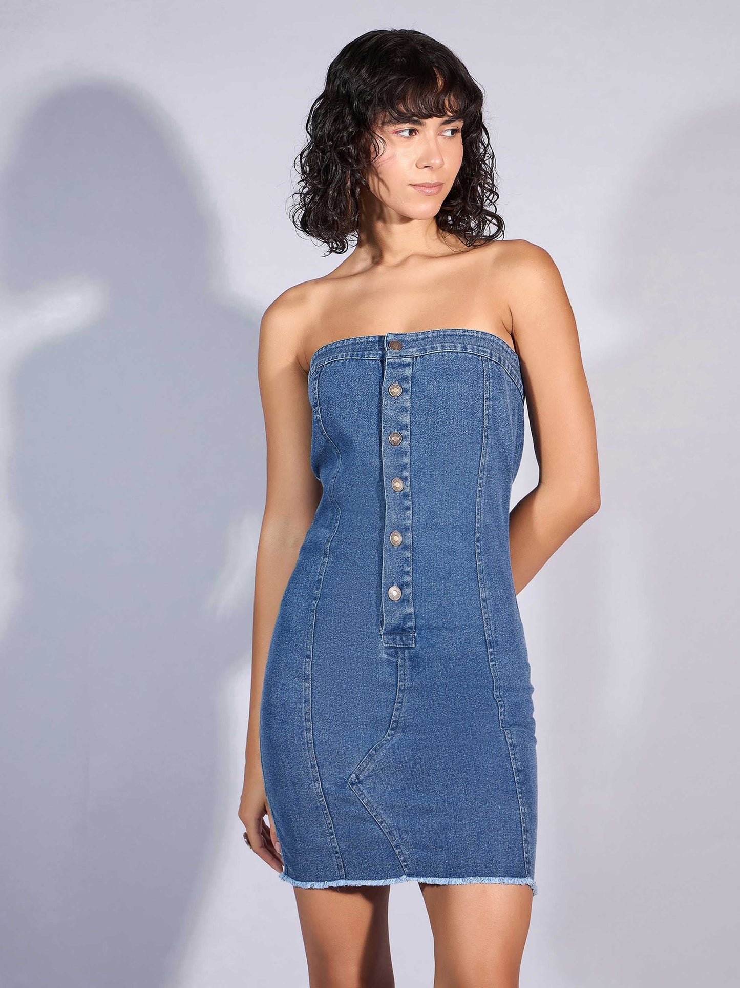 Blue Tube Mini Dress